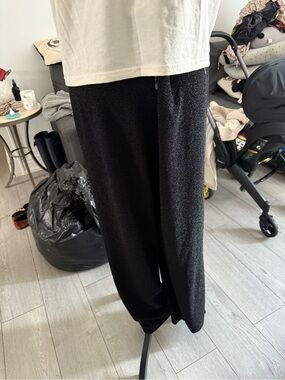 Black Women’s Glittery Wide-Leg  Pants